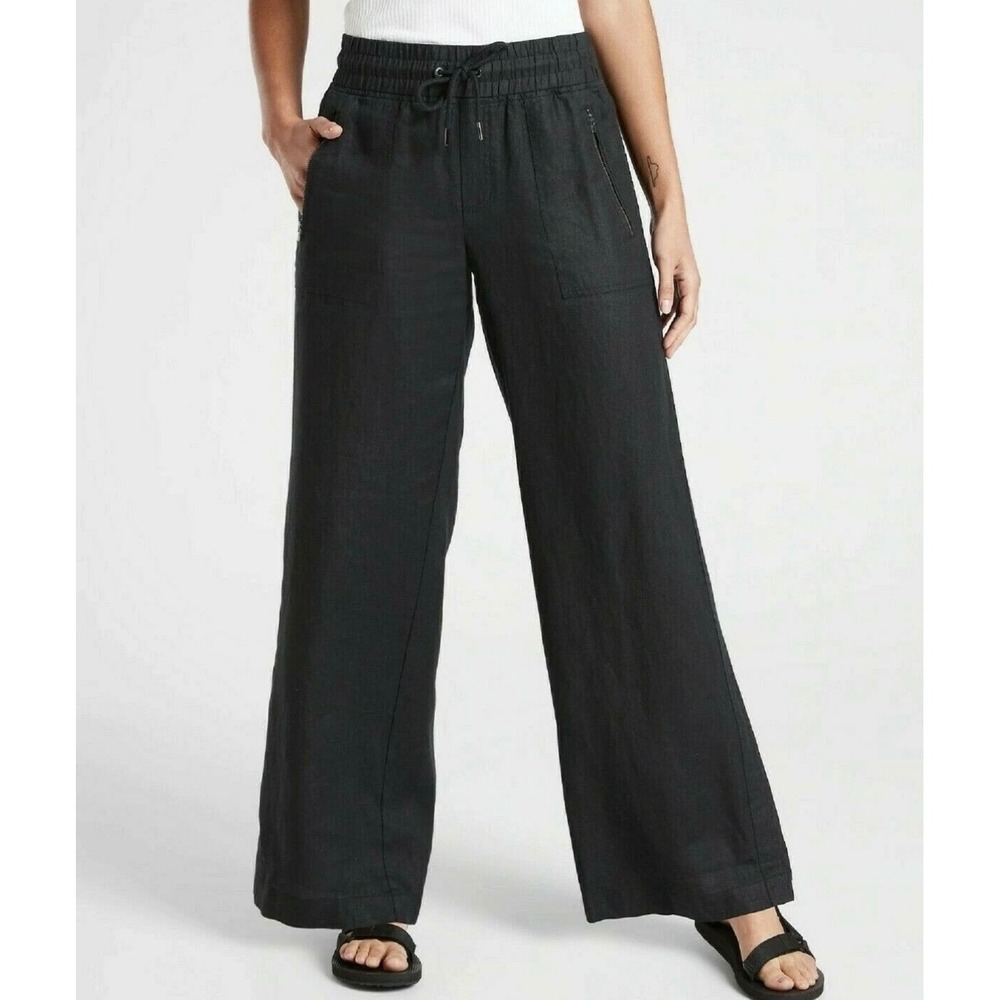Athleta Black Wide-Leg Drawstring Pants